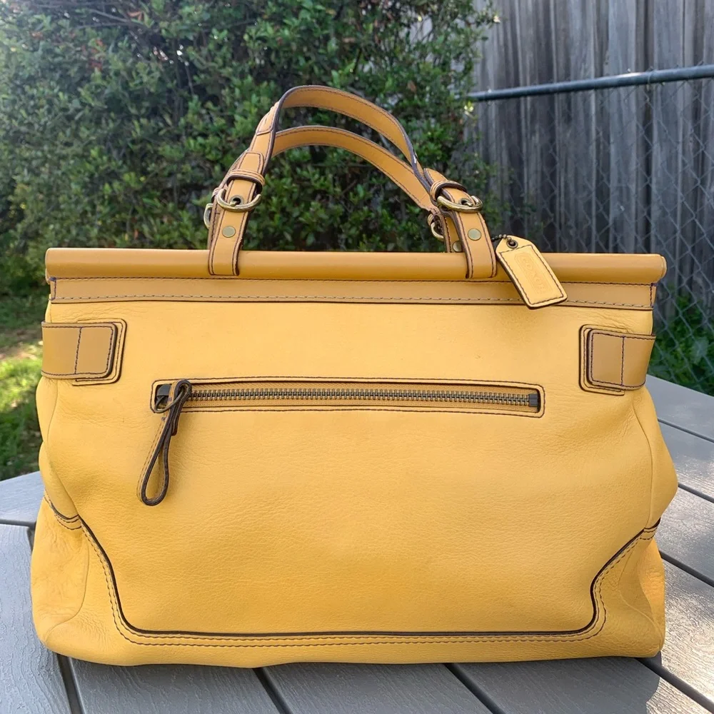 Vintage COACH purse mustard yellow Satchel handbag-shoulder bag E043-9749 - Picture 13 of 16